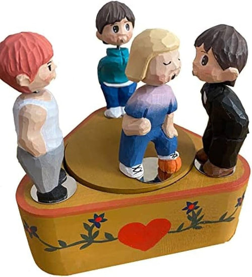 Purely Handmade Wooden Kissing Music Box, Creative Solid Wood with Hand Carving